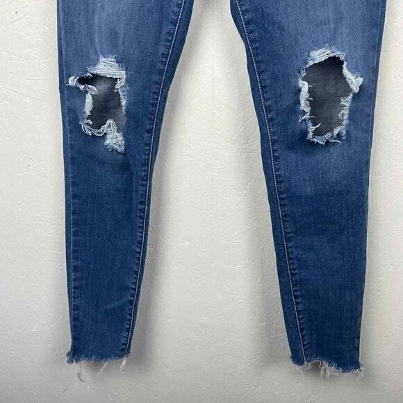 Levi's Mile High Blue Distressed Raw Hem‎ Super Skinny Size 28 - Picture 5 of 7